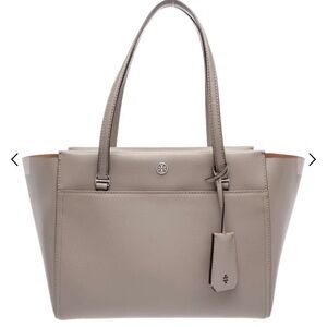 Tory Burch Taupe Leather Structured Tote